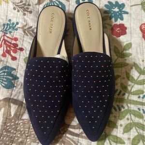 Cole Haan Navy Suede mules. SZ 9. New. No box